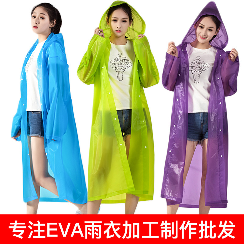 Factory direct fashion non-disposable EVA raincoat hiking tour adult conjoined raincoat poncho wholesale