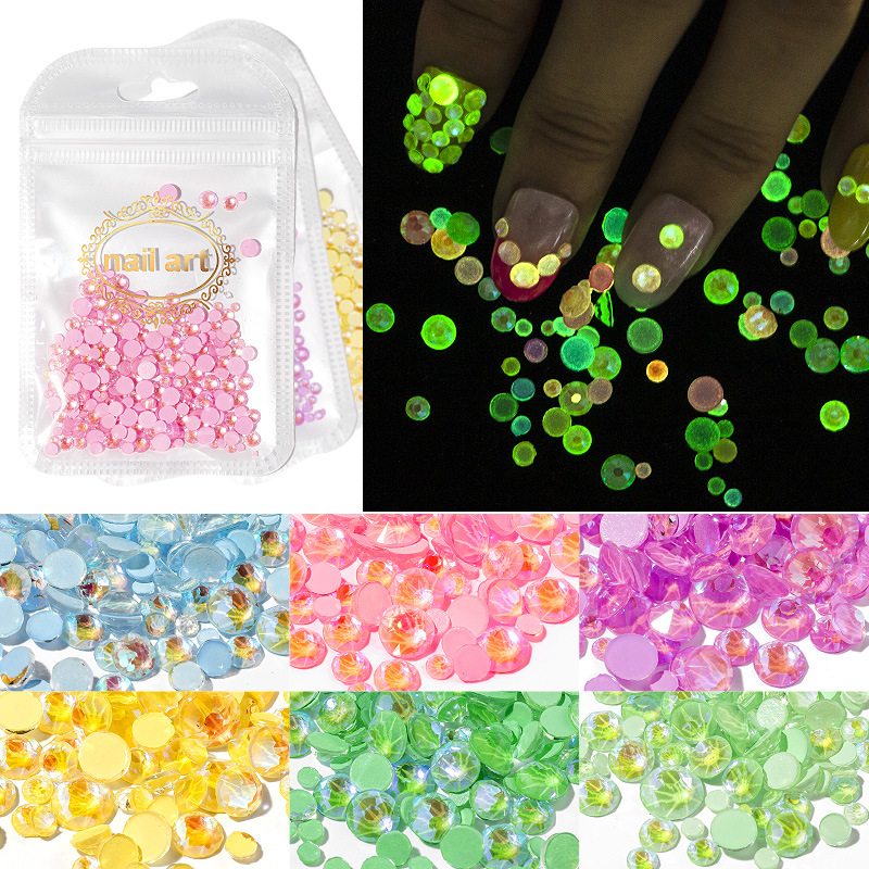 Taifei clavo taladro 8-color redondo diamante plano DIY clavo taladro luminoso diamante tamaño mezclado 288 brillante diamante luminoso