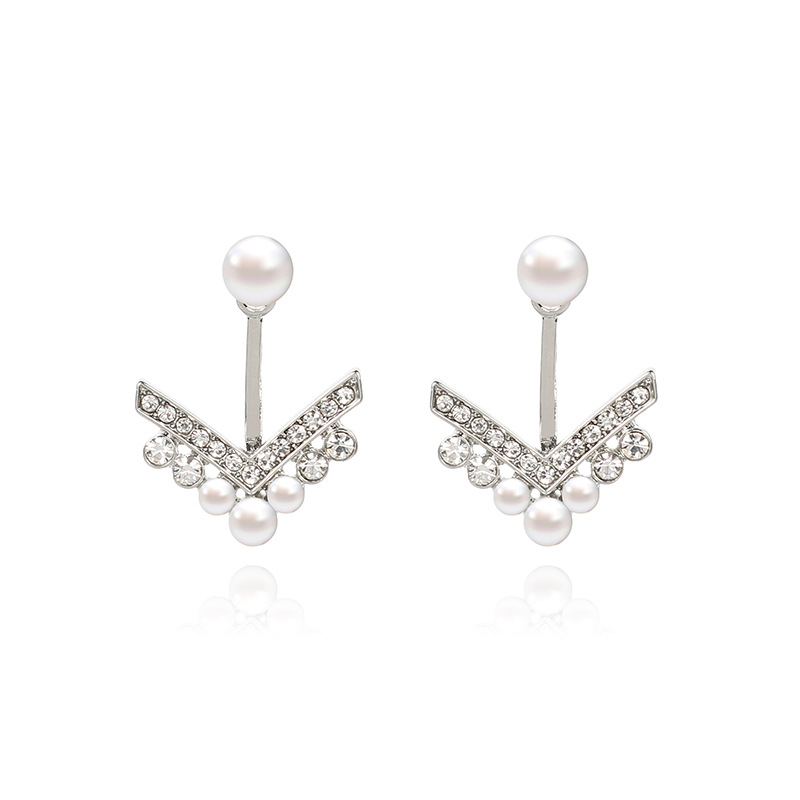 Korean S925 Silver Needle Fashion Diamond Pearl Earrings display picture 9
