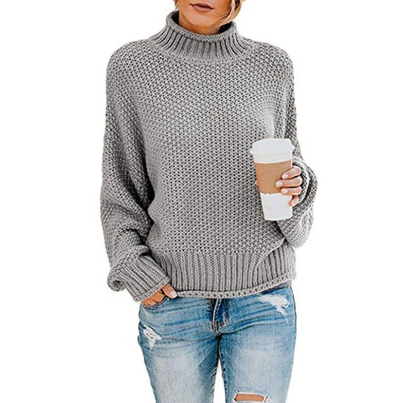 Suéter de Punto Holgado con Cuello Alto para Mujer, Otoño/Invierno 2025, Nuevo en Amazon y Wish, Estilo Europeo y Americano