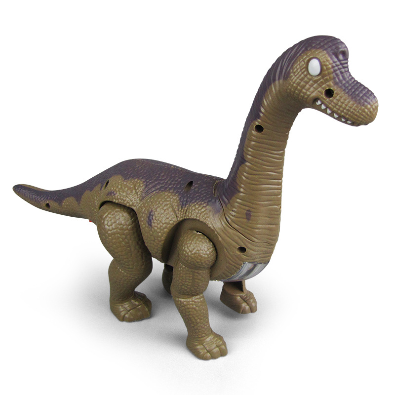 Nuevos niños dinosaurio eléctrico de juguete luz suave efecto sonido caminar automático cuello largo dragón puesto en el mercado la noche caliente venta