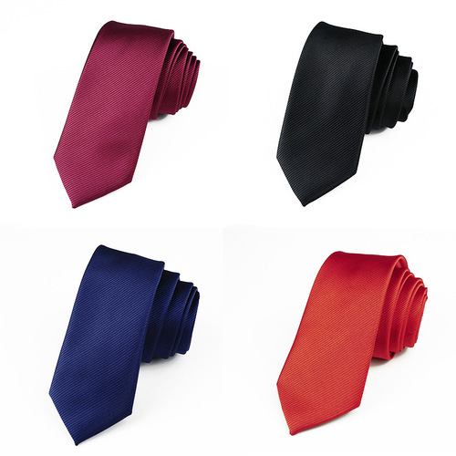 Tie Men's solid color polyester silk high-end business Korean threaded tie 6CM wedding groom 1200 stitches wholesale