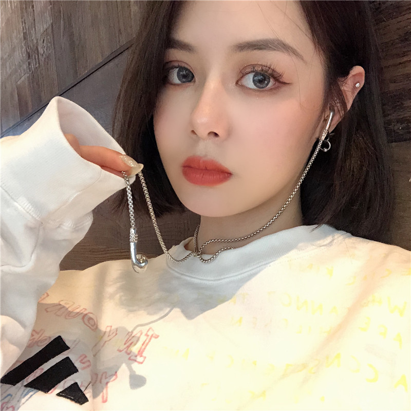 Earphone Necklace Stainless Steel Adjustable Long Chain Pendant_voghion.com