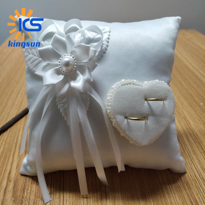 西式新款戒枕白色方形花苞戒指枕山茶花心形戒托婚礼婚庆用品批发