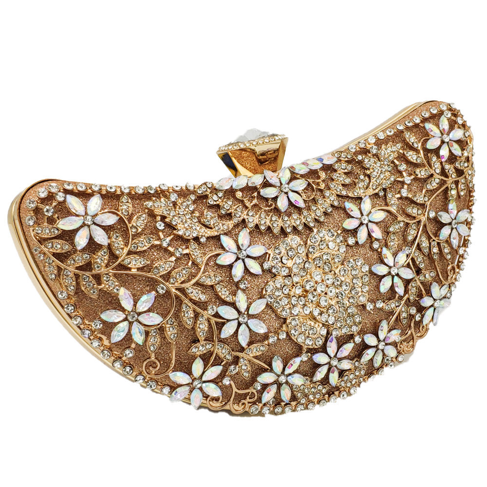 New Fashion Evening Bag Moon Shape Diamond Clutch Bag Banquet Bag Wholesale display picture 2