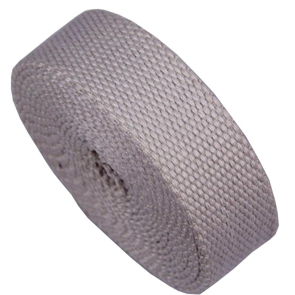 力满织带厂 供应现货 3.8cm 浅灰色 珠纹 棉线带 米白 涤棉织带