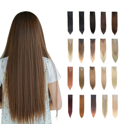 goods in stock Factory 8 Set of parts Wig piece 18 No trace Straight hair Hair piece 24 "Fiber High temperature wire Hair Extension wholesale