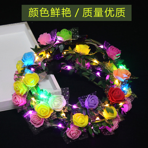 Luminous garland wholesale colorful flashing ten lights led headwear headband children's toys night market stall supply hot sale