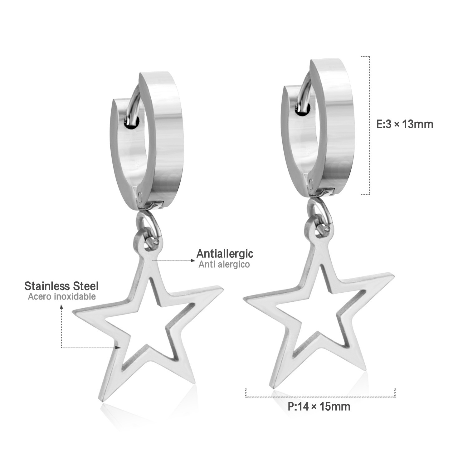 14g Weight Rhinestones Inlay Material Drop Earrings Classification 1 Pair Quantity Street Occasion Stainless Steel Material Triangle, Round, Heart Shape Pattern Women'S Gender Fashion Style Fashion Triangle Round Heart Shape Stainless Steel Rhinestones Drop Earrings 1 Pair 4