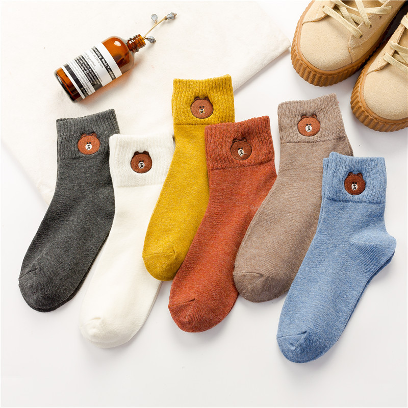 Demi-season solid color Japanese cute socks