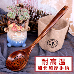 Kemu old paint long handle wooden colander wooden fishing spoon solid wood spoon colander