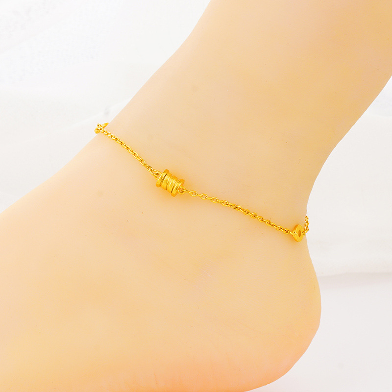Vietnam arena oro pequeña cintura chica simple tobillera mujer europea y americana verano playa imitación oro tobillera mujer chapado en oro tobillera