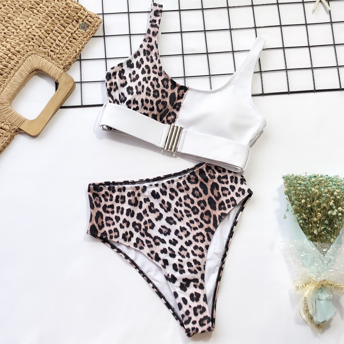  leopard print stitching bikini NSDA1681