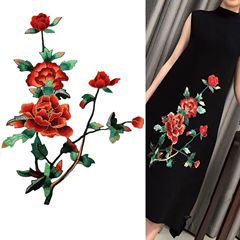 新款 時尚民族風旗袍連衣裙玫瑰水溶刺繡貼花 服裝補丁繡花