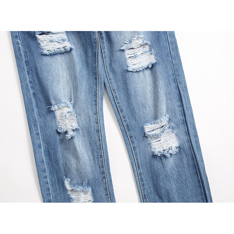Men's new distressed jeans, fashionable and casual straight leg jeans_voghion.com