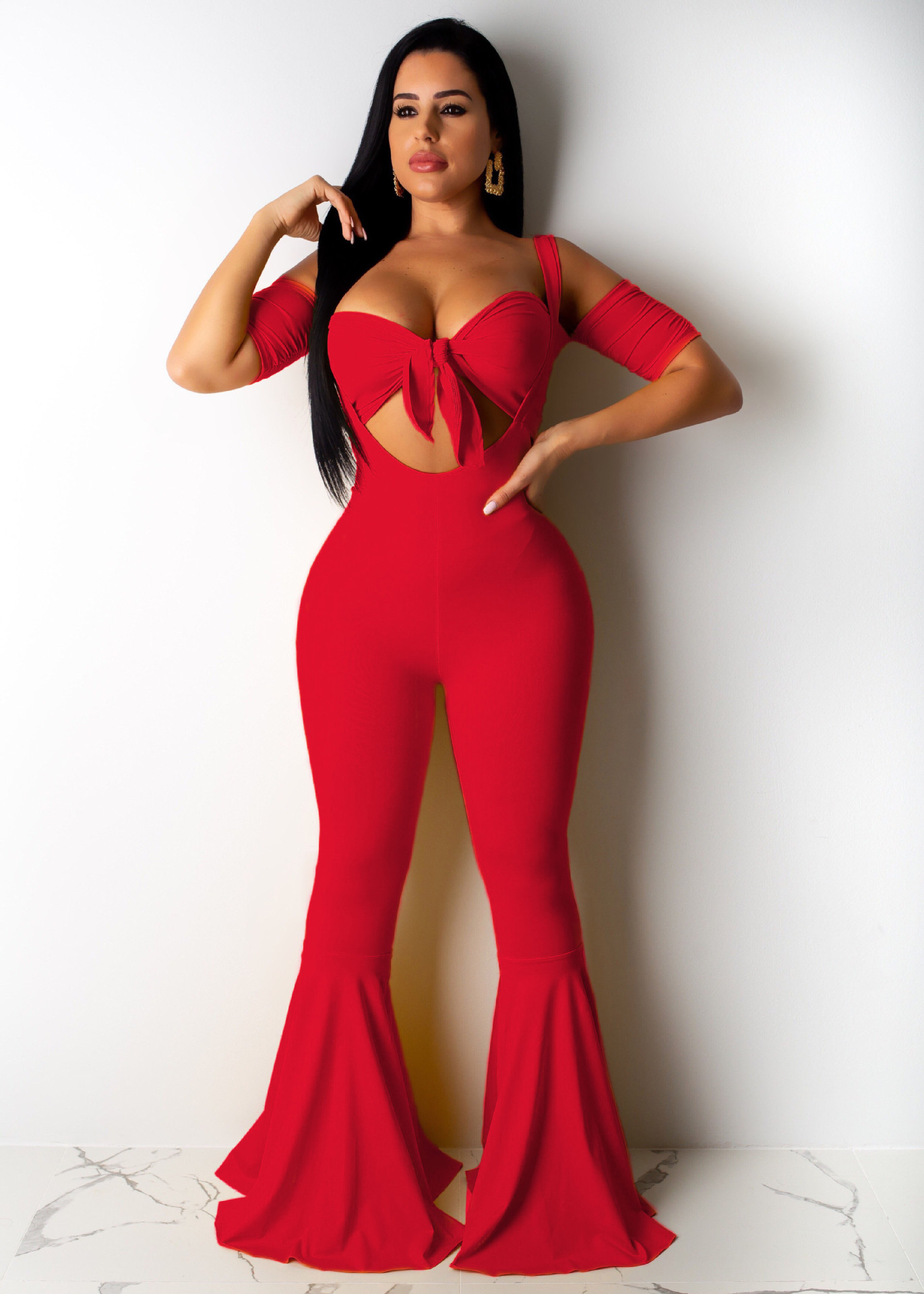 sexy multicolor tube top horn jumpsuit two-piece set NSSJW63026