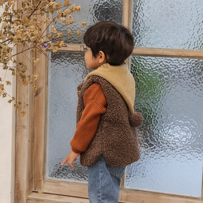 爆款5折天  新款羊羔绒马甲中小童男女宝宝保暖羊羔绒马甲