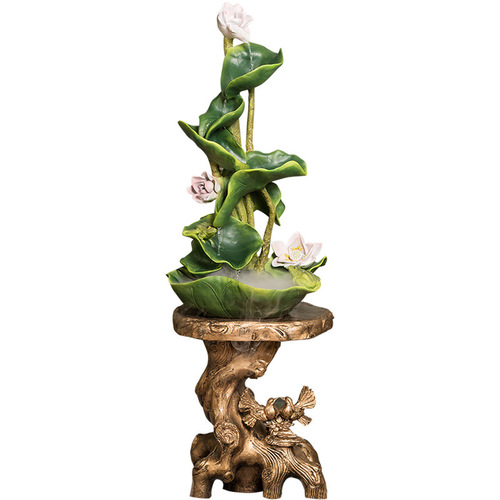 Office lotus leaf artificial mountain circulating water decorative resin craft fountain water landscape living room creative decoration wholesale