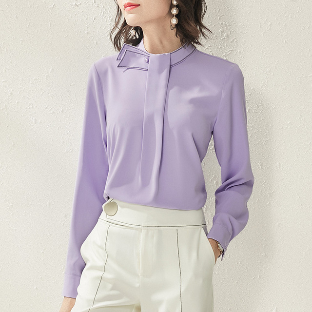 Autumn new chiffon shirt jacket with erect collar temperament