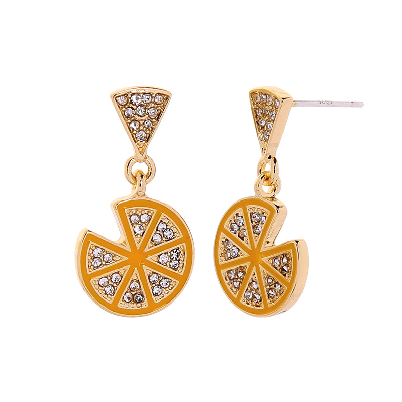 De980181 Creative Citron Boucles D'oreilles Femelle Diamant Banlieue De Tous-boucles D'oreilles Assorties De Mode Conception Sens Internet-célèbre Polyvalent Boucles D'oreilles display picture 10