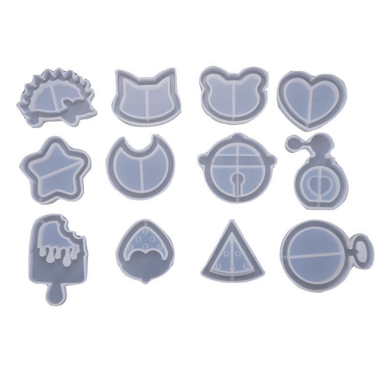 DIY cristal epoxi Quicksand molde joyería colgante Luna amor helado estrella de cinco puntas Quicksand molde de silicona