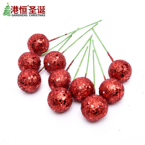 Glitter powder Christmas fruit berries simulated foam small red fruit Christmas tree diy decorations accessories photo props