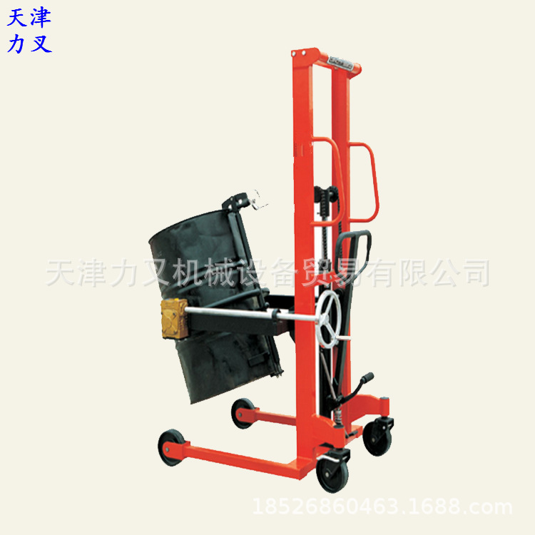 400KG铁塑通用型油桶装缷车 液压升降圆桶装卸车手动油桶铲车
