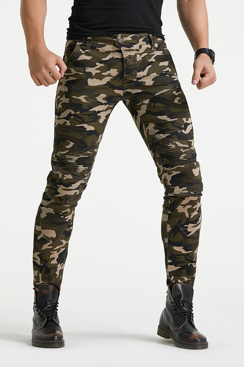 VOLERO motocicleta pantalones vaqueros resistentes a caídas pantalones delgados pantalones de moto elásticos altos con equipo de protección pantalones de camuflaje Four Seasons