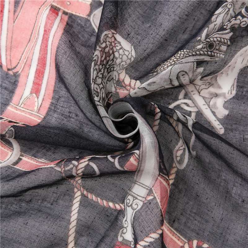 Scarf Black Printing Fringed Scarf Scarf Decorative Scarf Shawl Women Sun Protection display picture 4