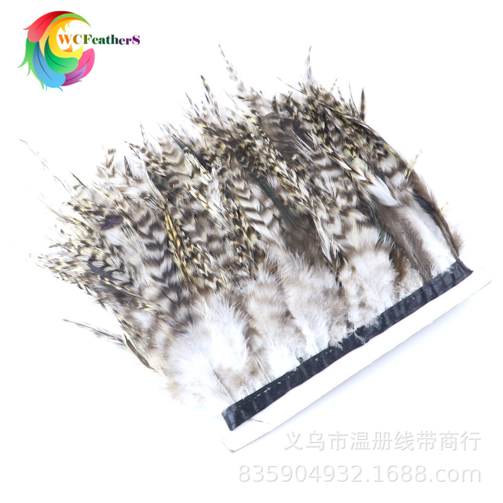 现货销售天然花纹孔雀毛花鸡毛不染色环保鸡毛礼服鞋帽装饰10米详情图10