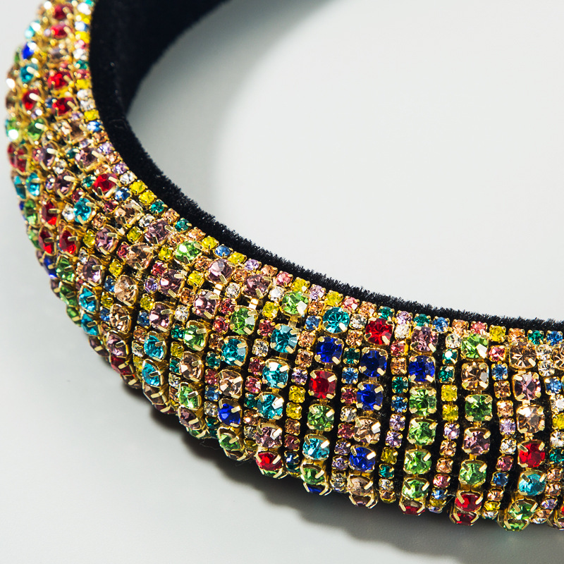 Inlaid colorful diamond sponge hair hoop fashion explosion creative headband womenpicture5