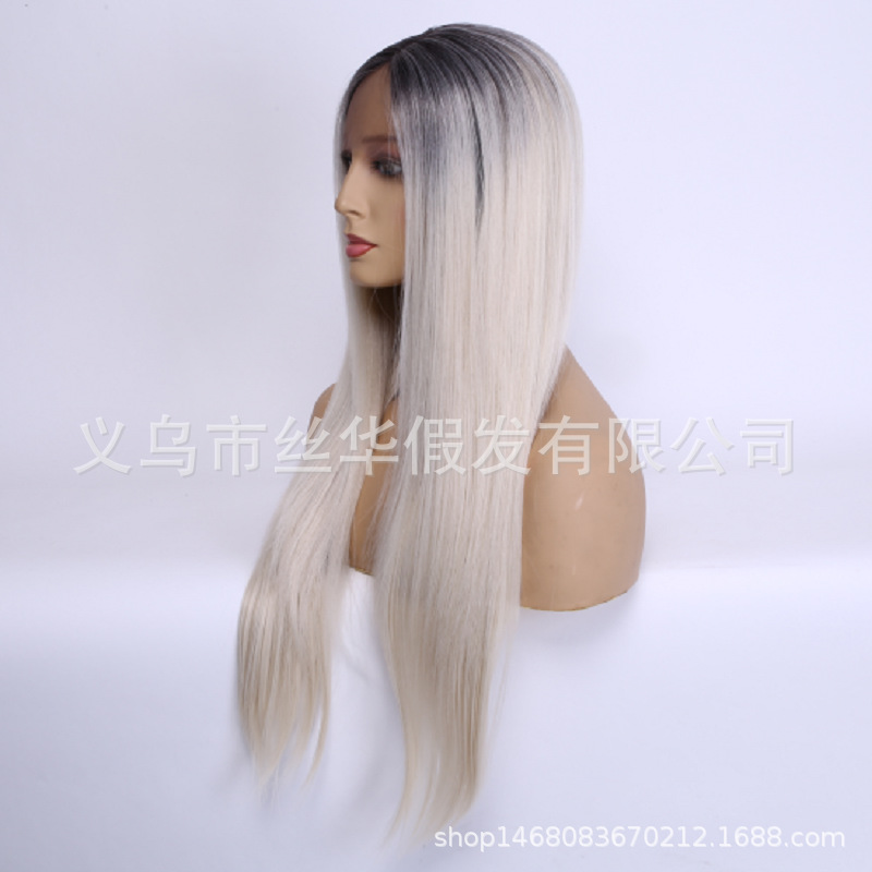 新款时尚女士长直发高温丝化纤前蕾丝假发厂家货源hair wig