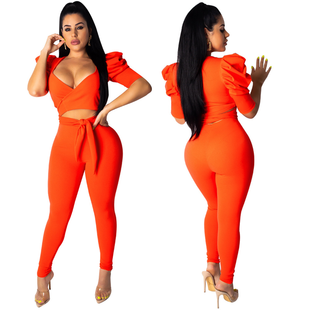 hot sale sexy fashion deep V strap slim nightclub set NSWNY62262