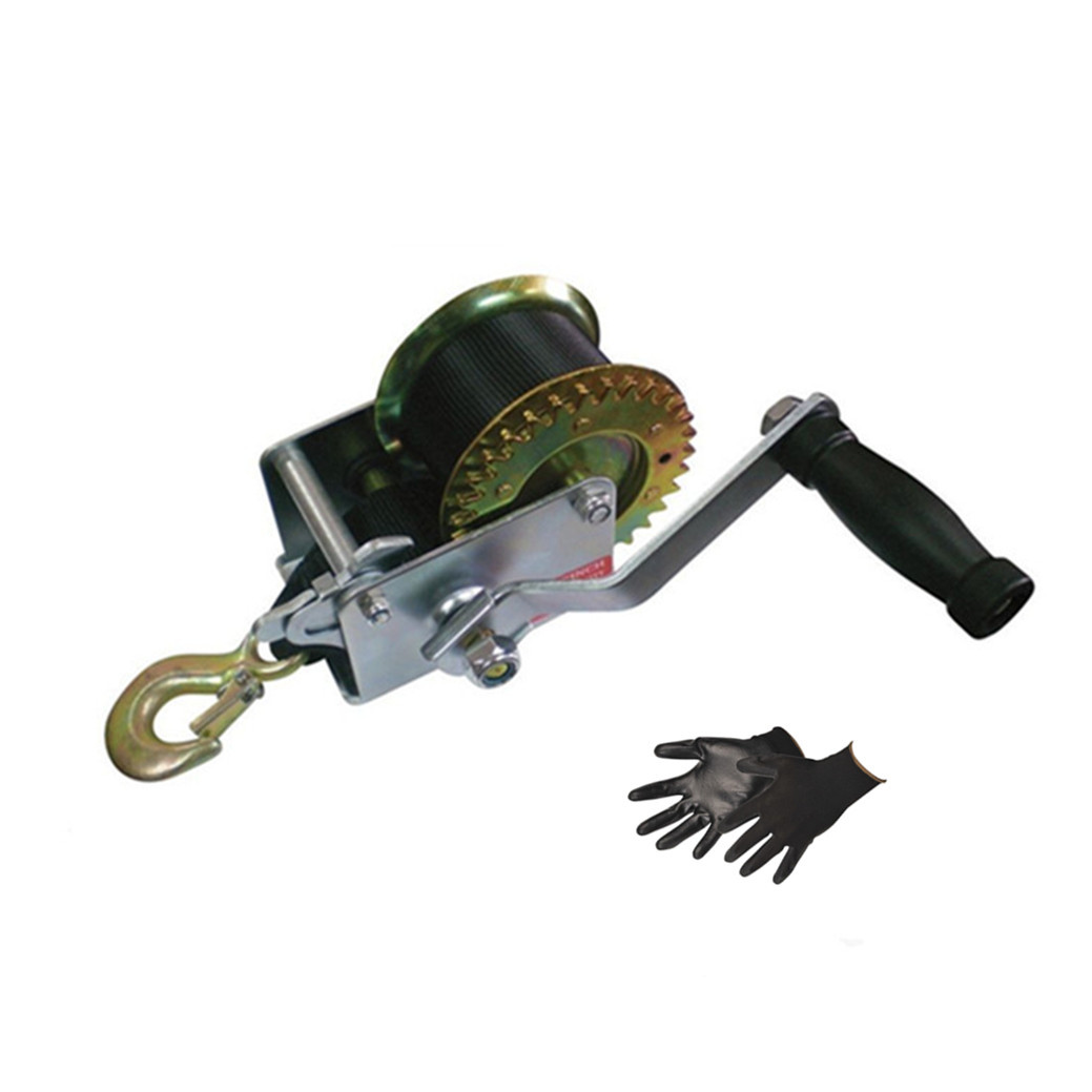1400lbs 630kg 手摇卷扬机 手动绞车牵引机 织带 手动绞盘套装