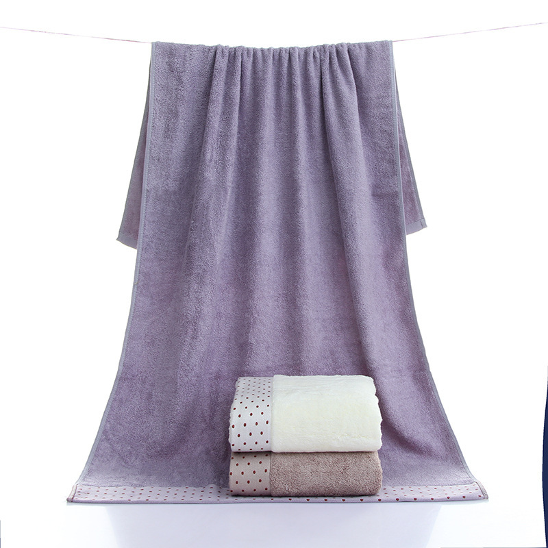 Bamboo fiber bath towel 500g wide forged round point 140*70cm thick large bath towel bamboo charcoal fiber household plain bath towel