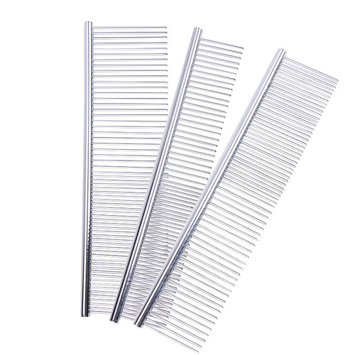 Pet comb, grooming comb for dogs, electroplated stainless steel comb, cleaning comb for small and medium-sized dogs, wholesale