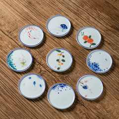 Hand-painted ceramic coasters, creative sweet white porcelain saucers, insulated tea cup holders, household kung fu tea sets, tea ceremony accessories