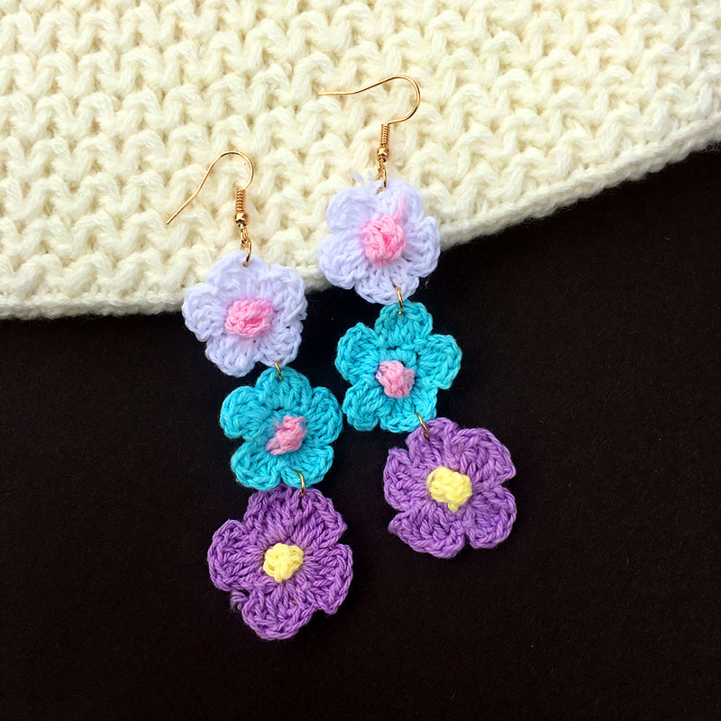 1 Pair Simple Style Flower Yarn Handmade Handmade Women's Drop Earrings display picture 15