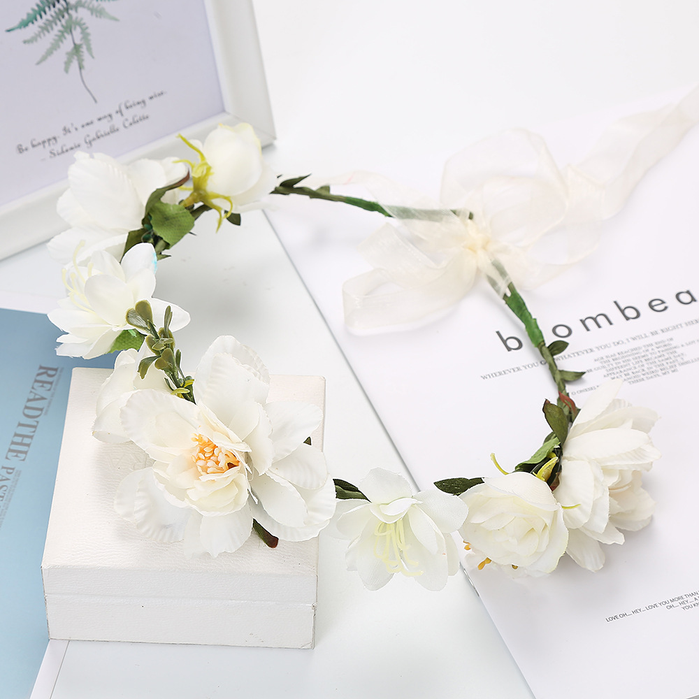 Suministro transfronterizo Europeo y Americano tocado nupcial flor artificial guirnalda tocado hecho a mano diadema tocado multi-color opcional