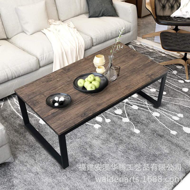 Antique rustic coffee table with metal frame for living room garden 43 ", dark brown Antique rustic coffee table with metal frame for living room garden 43 ", dark brown