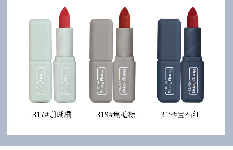 Morandi Color Matte Lipstick Set Autumn And Winter Ruby Red Caramel Brown White Lipstick Set display picture 2