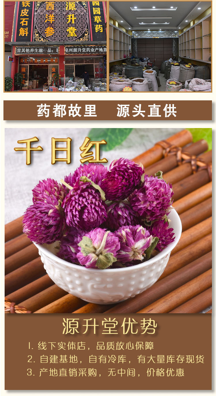 Qian Ri Hong Dried Flowers (Gomphrena globosa) — Sulfur-Free Globe Amaranth Herbal Tea, 500g overview