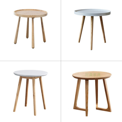 北欧实木咖啡桌 简约甜品奶茶店桌子水吧阳台茶几小圆桌洽谈方桌|ms