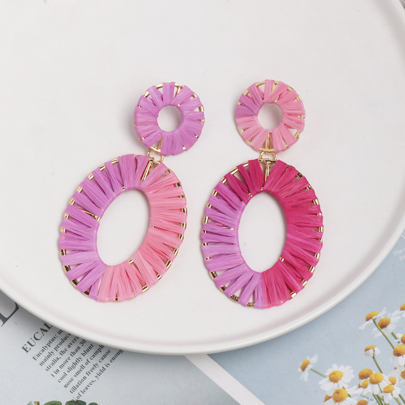 Earrings Jewelry Alloy Dyed Color Rafia Weave Female Earrings Geometric New Style display picture 4