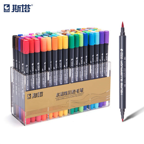 Sta 3110 Water-Based Marker Pen, Dual-Headed Soft-Tip Watercolor Pigment Pen, Ink-Wash Brush for Hand-Painting—Wholesale