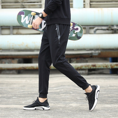2019春季新款运动裤男长裤纯棉休闲裤透气小脚裤宽松哈伦裤束脚裤