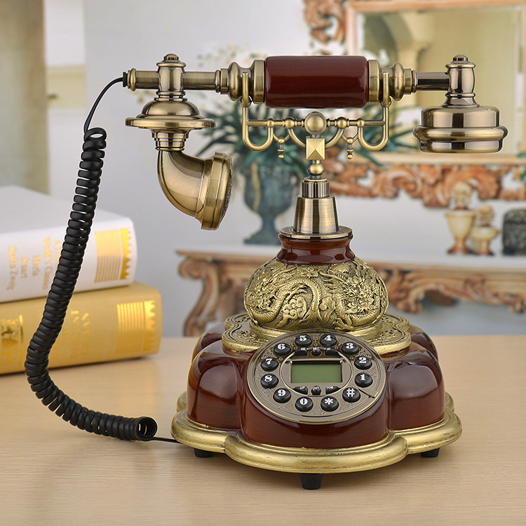 European retro style wood-look home telephone, old-fashioned creative and stylish antique-style telephone landline, cross-border e-commerce.