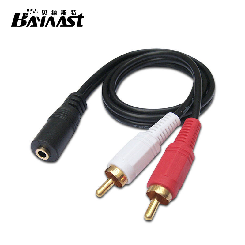3.5mm female to double Lotus male audio head double Lotus to 3.5 female TV headset AV cable adapter