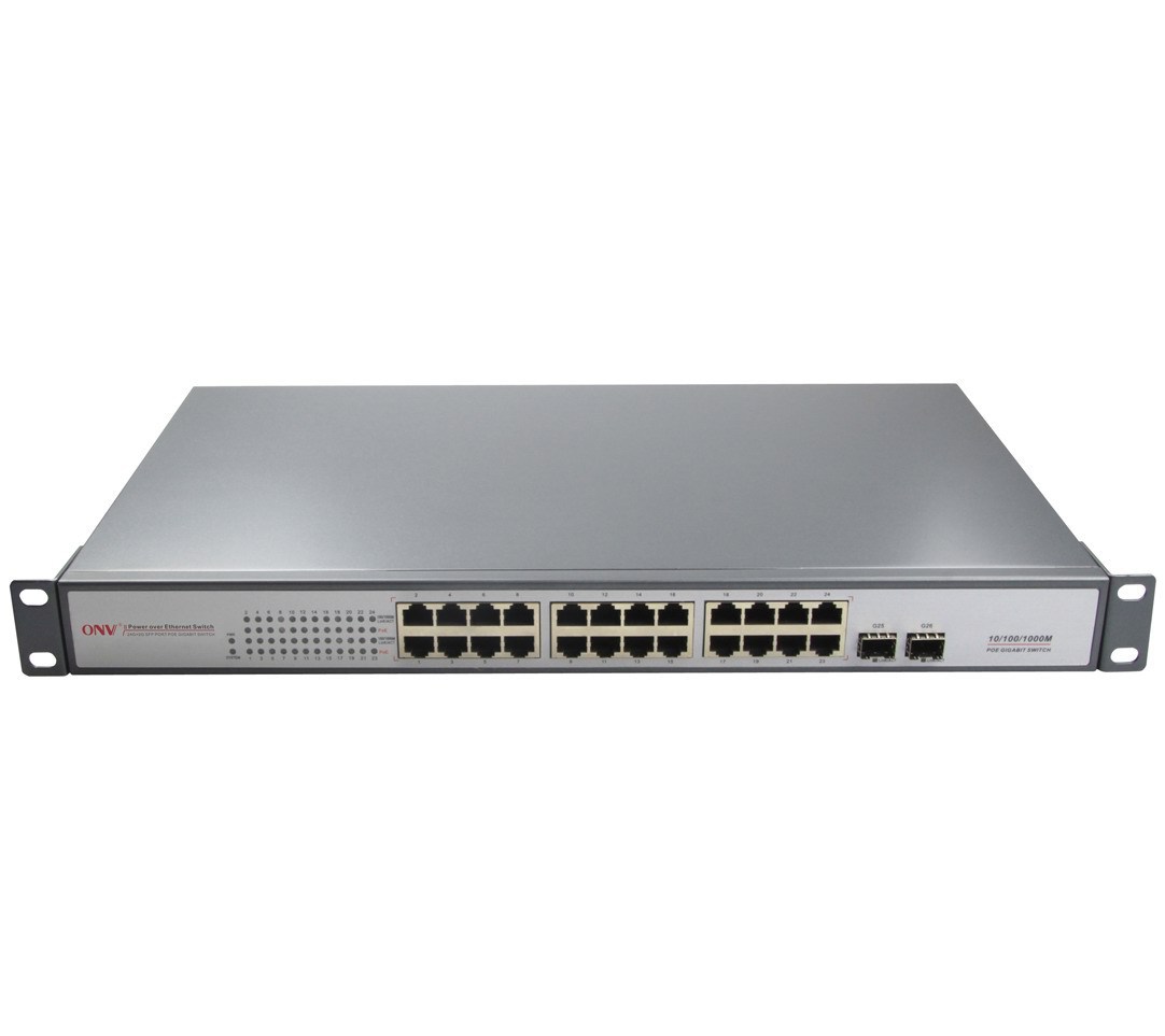 光网视24+2千兆光口非网管以太网监控交换机铁壳分线器ONV33024F