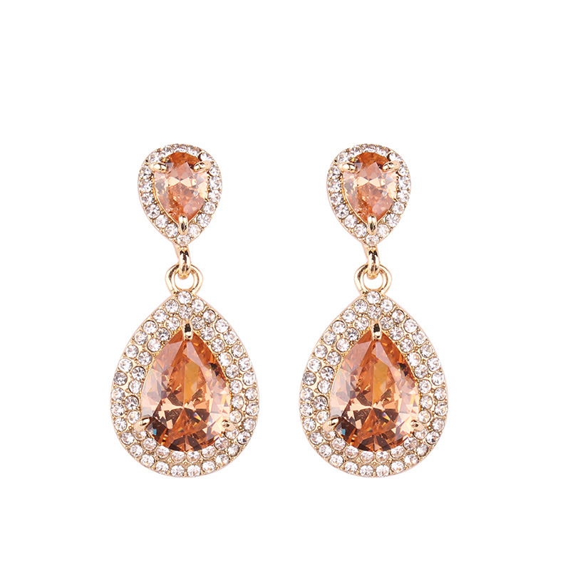 Holiday Occasion Alloy Material Water Droplets Pattern 1 Pair Elegant Water Droplets Alloy Inlay Artificial Gemstones Women's Drop Earrings